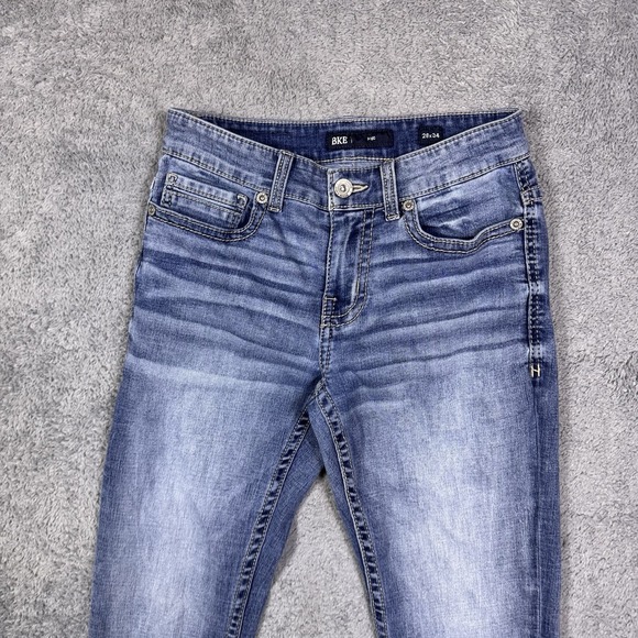 BKE Alec Jeans Mens 28x34 Whisker Straight Light Wash Denim Low Rise Cowboy - Picture 6 of 14